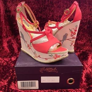 BNIB Hale Bob Platform Wedge Heels. Never worn. Pink